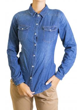 Camicia in jeans avvitata effetto stropicciato